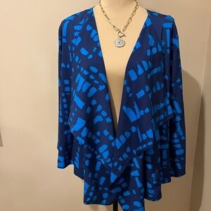 Christian Siriano C Wonder Blue and Navy Patterned Kimono, size 2X